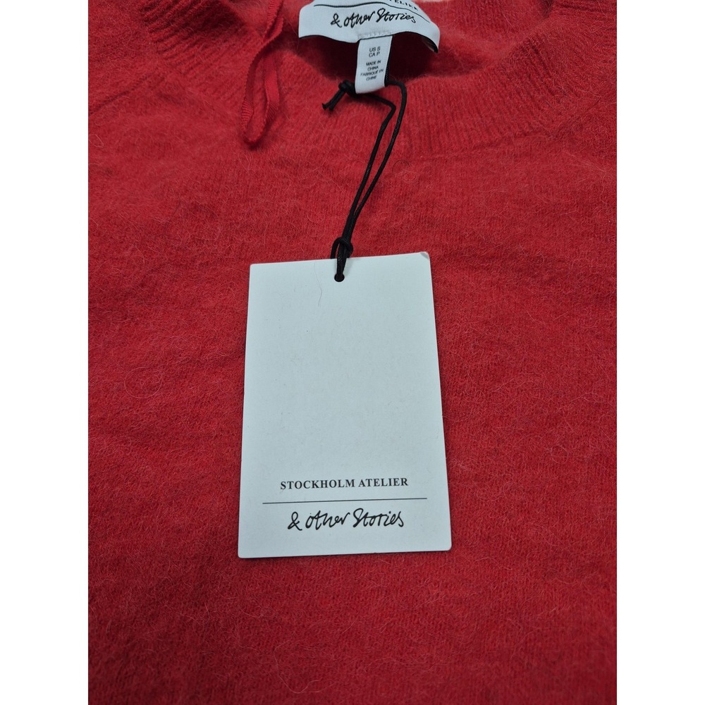 & Other Stories Sweater Womens Small Red Alpaca Blend Short Sleeve Pullover Knit - Picture 5 of 11